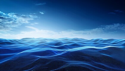 Digital Blue Grid Landscape