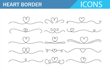 Obraz premium Minimal love-themed border illustrations in clean line art