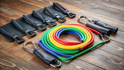 Resistance band set mockup fitness mockup gym mockup workout mockup strength mockup latex mockup handles mockup training mockup home mockup background image