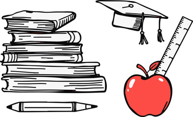 School and Academic Supplies Doodle Collection