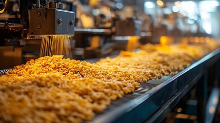 Pasta production line  Fresh pasta being processed