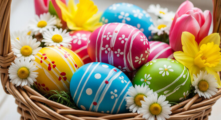 easter eggs in basket