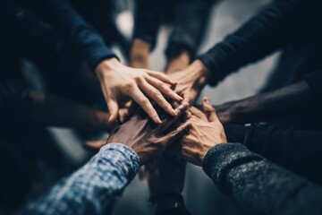 Hands Coming Together Symbolizing Corporate Teamwork and Unity