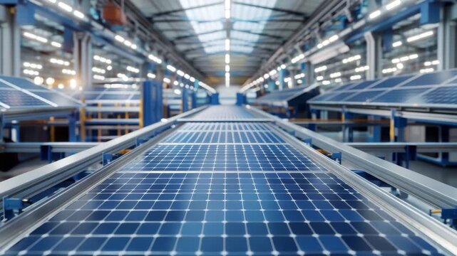 Solar Panel Production in High-Tech Facility