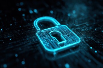 High-Tech Digital Background with Padlock Symbol