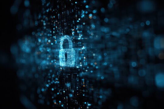 Digital Security Background with Blue Padlock Symbol