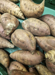 Sweet potatoes at a market