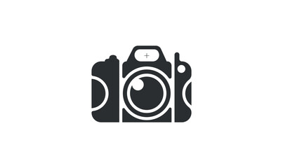 Abstract Black and White DSLR Camera Icon or Logo, Minimalist Photography Symbol or Pictogram Vector,Minimalist Photography Symbol or Pictogram Vector,Modern Simple Photographer Equipment Icon Graphic