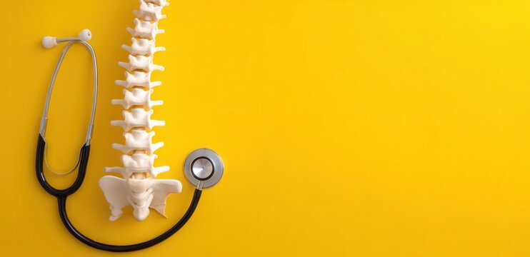 human vertebral column model close up