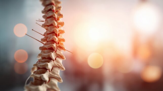 human vertebral column model close up