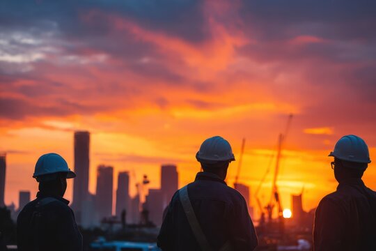 Urban Construction Team Highlights Development at Sunset