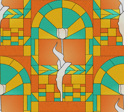 Abstract geometric stained glass window pattern - Powered by Adobe