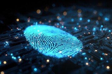 Futuristic Concept Biometric Fingerprint Hologram Display