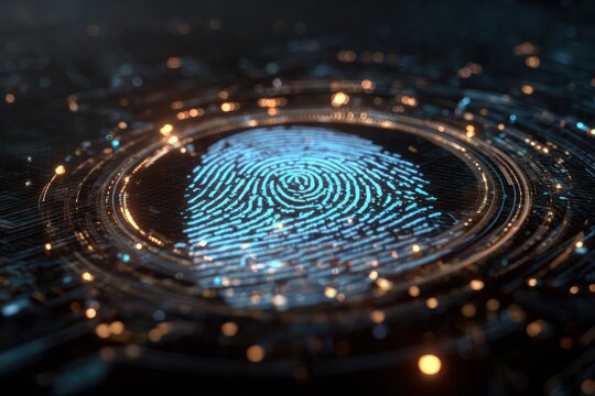 Cyber Authentication Technology Fingerprint Scanning Process - Powered by Adobe