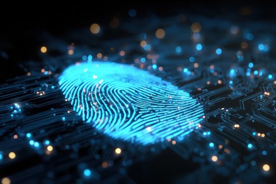 Futuristic Concept Biometric Fingerprint Hologram Display