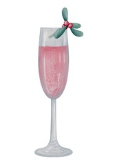 Elegant champagne glass with golden bubbles — a sparkling touch for holiday artwork.
