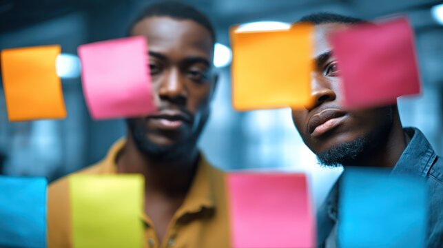 Serious Faceless African American Businessmen Collaborative Planning