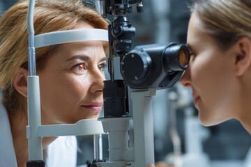 Vision Diagnosis Female Patient High-Tech Eye Examination