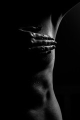 black and white female breasts close-up 