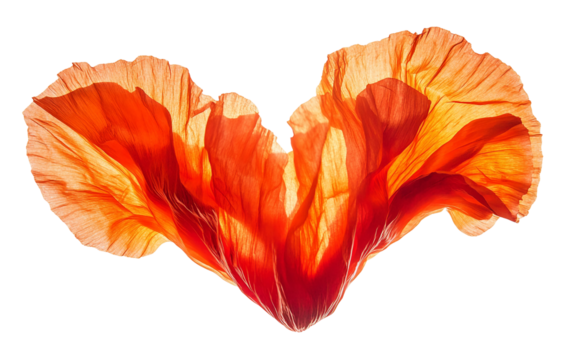 Romantic heart formed by red poppy petals highlighting love, tenderness, and vibrant floral elegance isolated on transparent background PNG