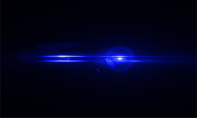 Abstract blue light flare effect on black background wallpaper design for graphic designers