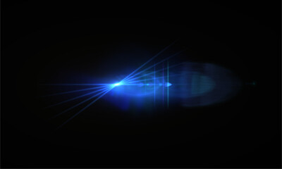 Blue light flare effect overlay bright lens glow burst abstract design photography stock image