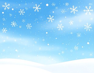 Naklejka premium Gentle snowfall landscape with snow-covered ground and a light blue background