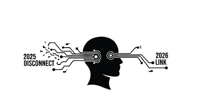 Digital mind with futuristic connections representing data flow and future technology integration