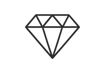 Diamond gem outline icon showing a symbol of luxury, wealth, and success with a transparent background