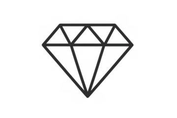 Diamond gem outline icon showing a symbol of luxury, wealth, and success with a transparent background
