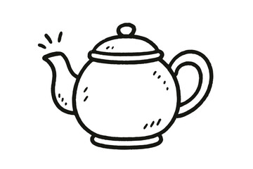Obraz premium handdrawn cute doodle style teapot vector line illustration