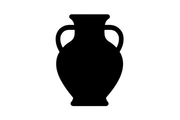 ceramic vase flat black solid vector illustration isolated on white background