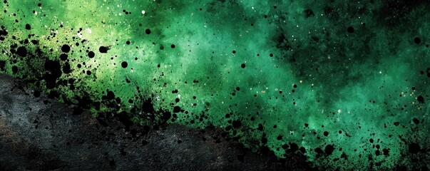 Bold dark green ink splash on textured metal surface creating an abstract grunge background for design.