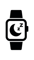 sleep tracker watch flat black solid vector illustration isolated on white background