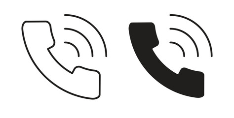 Obraz premium Call icon with editable stroke. Thin Line and flat icons for UI designs