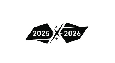 Dynamic graphic representing the transition from 2025 to 2026 with a starburst effect.