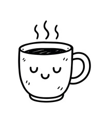 handdrawn cute doodle style warm drink mug vector line illustration