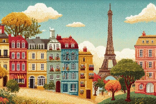 Knitted Style Illustration of Paris