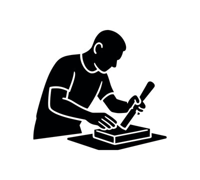 sharpening chisel flat black solid vector illustration isolated on white background