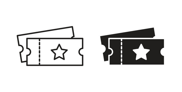 Event ticket icon with editable stroke. Thin Line and flat icons for UI designs