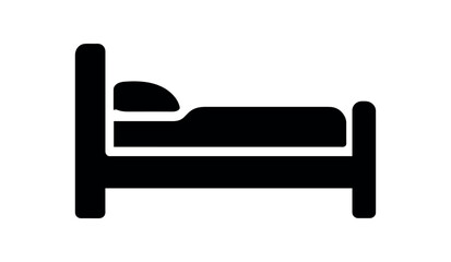 bed flat black solid vector illustration isolated on white background