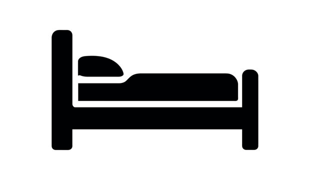 bed flat black solid vector illustration isolated on white background