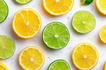 Fototapeta premium Background of sliced lime and lemon