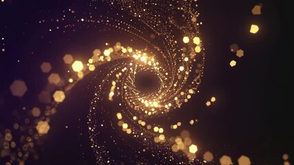 Golden particle spiral vortex abstract background luxury celebration motion graphics particles 4K Ai HD high quality video.
- Powered by Adobe