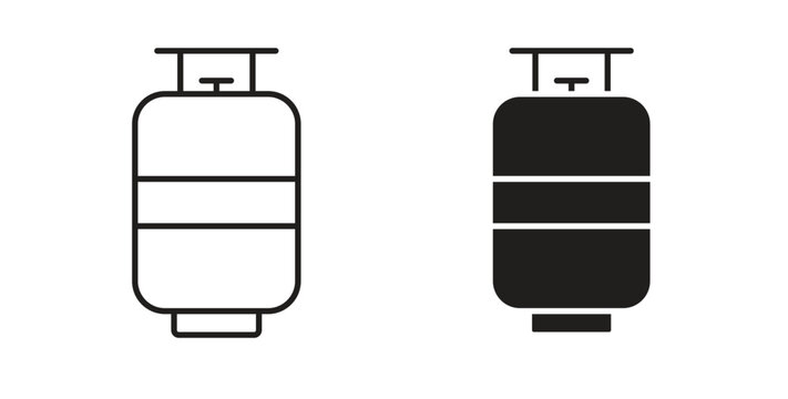 Gas cylinders icon with editable stroke. Thin Line and flat icons for UI designs