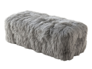 PNG of Luxurious gray fur ottoman adds texture and warmth to any modern interior space.