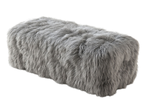 PNG of Luxurious gray fur ottoman adds texture and warmth to any modern interior space.