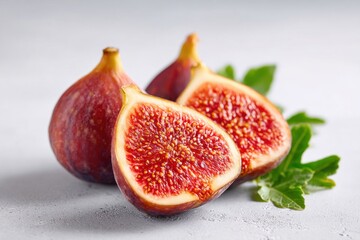 Fresh figs on grey background
