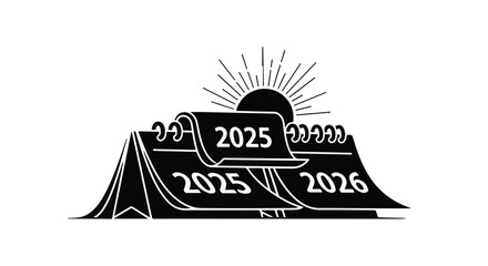 New year approaches as calendars turn from 2025 to 2026 with a rising sun.