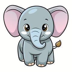 Obraz premium Cute baby elephant cartoon illustration Vector